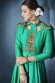 Green Soft Tapeta Silk Palazzo Suit