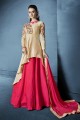 Cream With Red Soft Tapeta Silk Palazzo Suit