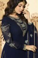 Glorious Navy Blue Georgette Palazzo Suit