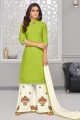 Green Rayon Cotton Palazzo Suit