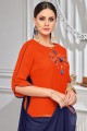Orange Rayon Cotton Palazzo Suit