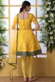 Art Silk Art Silk Anarkali Suit in Mustard Yellow