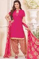 Designer Pink Cotton Patiala Salwar Kameez