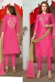 Appealing Pink Glaze Cotton Churidar Suit