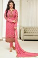 Adorable Pink Foux Georgette Churidar Suit