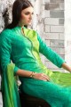 Green Cotton Satin Salwar Kameez