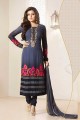 Traditional Navy Georgette Churidar Suit