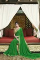 Fashionable Green Chiffon Brasso saree