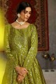 Fluorescent green Taffeta Gown Dress