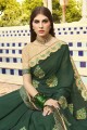 Fascinating Forest Green Georgette saree