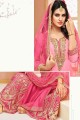 Beautiful Pink Upada Silk Palazzo Suit