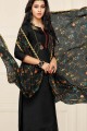 Latest Ethnic Black Chanderi Cotton Churidar Suit