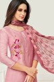 Adorable Pink Chanderi Cotton Churidar Suit