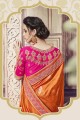 Elegant Orange Heavy Banarasi Silk saree