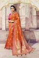 Elegant Orange Heavy Banarasi Silk saree