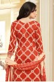 Adorable Red Heavy Chanderi Palazzo Suit