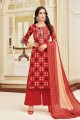 Luring Red Heavy Chanderi Palazzo Suit