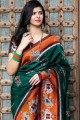 Saree in Green Silk with patola Weaving