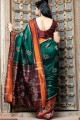 Saree in Green Silk with patola Weaving