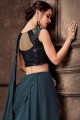 Turquoise blue Party Lehenga Choli in Lycra with Embroidered