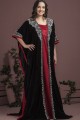 Red,black Satin and velvet Abaya Kaftan