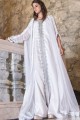 White Net,satin and silk Abaya Kaftan