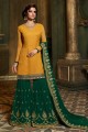 Yellow  Satin Georgette Palazzo Suit