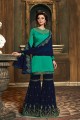 Glorious Green Satin Georgette Palazzo Suit