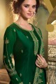 Dazzling Green Satin Georgette Palazzo Suit