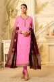 Pink Satin Georgette Churidar Suit