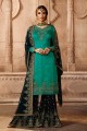 Fashionable Green Satin Georgette Palazzo Suit