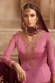 New Pink Satin Georgette Palazzo Suit