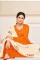 Traditional Orange Pure Cotton Jaam Silk Palazzo Suit