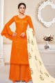 Traditional Orange Pure Cotton Jaam Silk Palazzo Suit