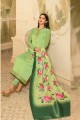 Alluring Light Green Satin Georgette Palazzo Suit