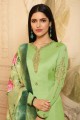 Alluring Light Green Satin Georgette Palazzo Suit