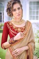 Delicate Chiku With Red Georgete saree
