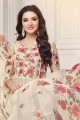 Gorgeous Off White Pure Cotton Camric Palazzo Suit