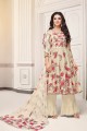 Gorgeous Off White Pure Cotton Camric Palazzo Suit