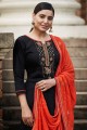 Stylish Black Churidar Suits in Cotton with Cotton