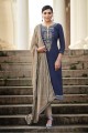 Cotton Churidar Suits in Blue with Cotton