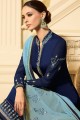 Satin Georgette Navy Blue Palazzo Suits with dupatta