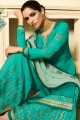 Satin Georgette Green Palazzo Suits with dupatta