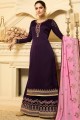 Purple Satin Georgette Palazzo Suits with dupatta