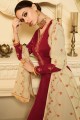 Traditional Satin Georgette Maroon Palazzo Suits with dupatta