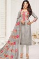 Cotton Grey Palazzo Suits with dupatta