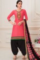 Pink Cotton Patiala Suits with dupatta
