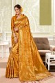 Gold Orange Saree in Silk with Weaving