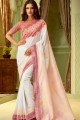 off White Silk Embroidered Saree with Blouse