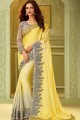 Embroidered Silk Yellow Saree Blouse